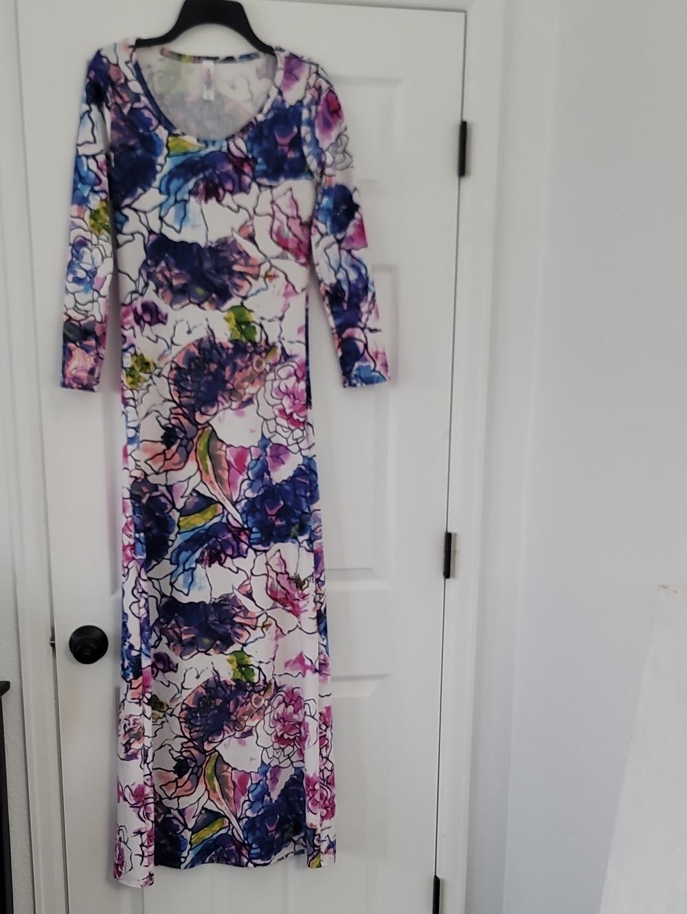 American Twist Floral Scoop-Neck Maxi Dress - White, Blue, Pink, Green